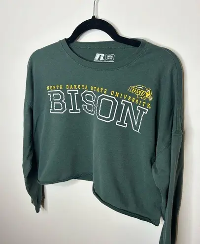 Russell Athletic Women's NDSU Green Long Sleeve Cropped Tee-Medium