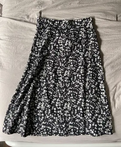 SheIn Black And White Floral Midi Skirt