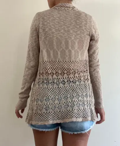 Beldini Beige Crochet Cardigan Size Small