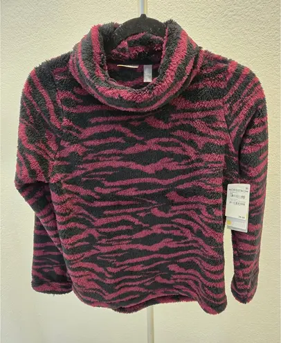 Zella  Womens L Y2K Purple Zebra Furry Fleece Print Plush Sweatshirt $39 NWT - Image 1