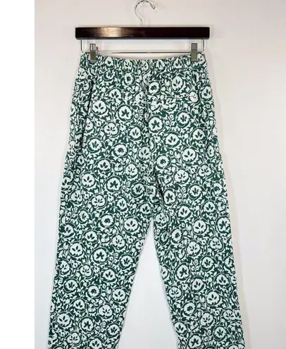Boden Womens Pants Green Enchanting Bloom Linen Straight Trouser Boho Size 2