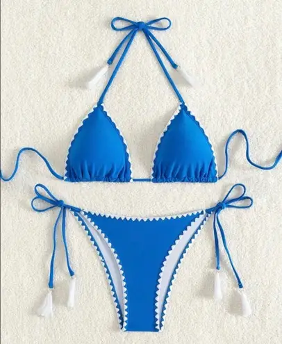 Boutique Blue & White, Boho, Tassel, Bikini Set