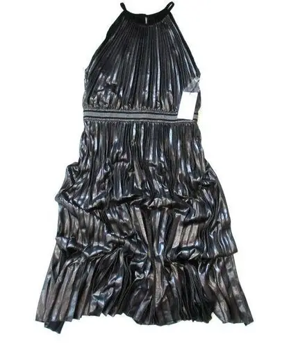 Bailey44 NWT Bailey 44 Madison in Gunmetal Black Metallic Pleated Dress 8 $268