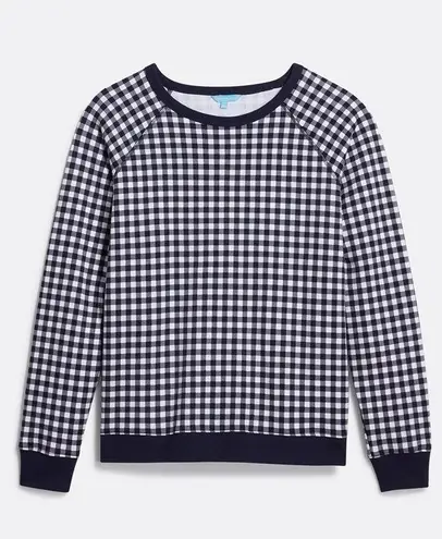 Draper James Navy Blue Gingham Natalie Sweatshirt Sz.1X