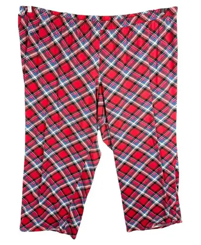 Cacique Plus Size 26W 28W Pajama Pants Red Plaid Elastic Waist Pull On 1447