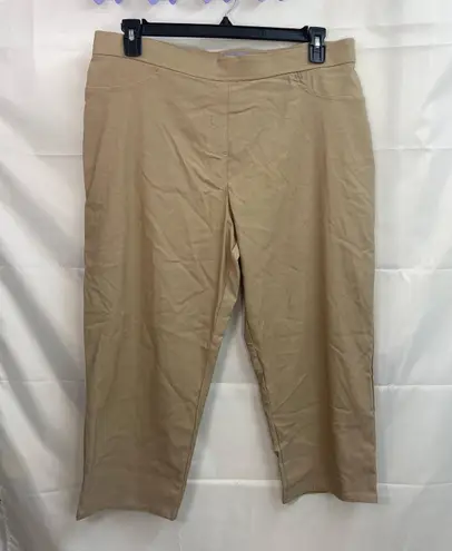Laura Scott women's tan stretch pull on casual cropped capri pants trousers XL