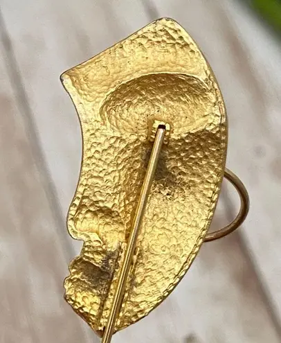 Head Vintage Unsigned Gold-tone Lady Figural Stick Brooch