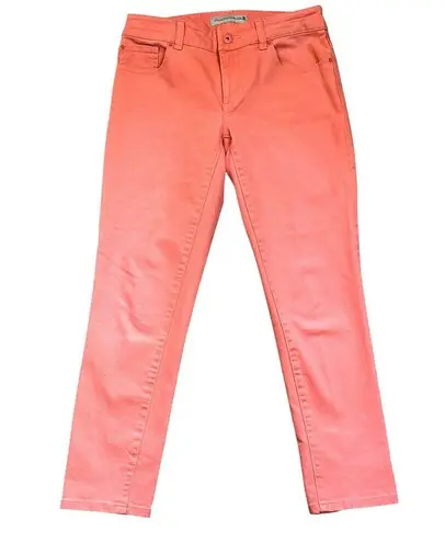 Chico's Platinum Denim Peach Slim Ankle Jeans Size 00 Cotton Spandex Womens Pants