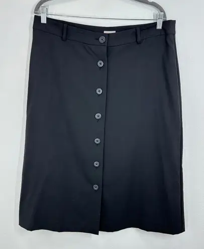 J Jill Black Button Front A Line Midi Skirt Womens Size 14 Career Casual