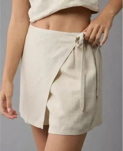 American Eagle AE Linen-Blend Faux Wrap Skort Size Large