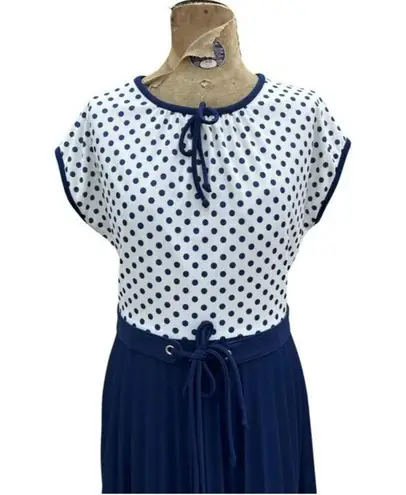 Vintage Blue  Polka Dot 60s Large Dress