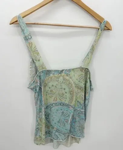 Coolwear USA Tank Top Women Size XL Blue Green Paisley Babydoll Bratz Y2K 90s