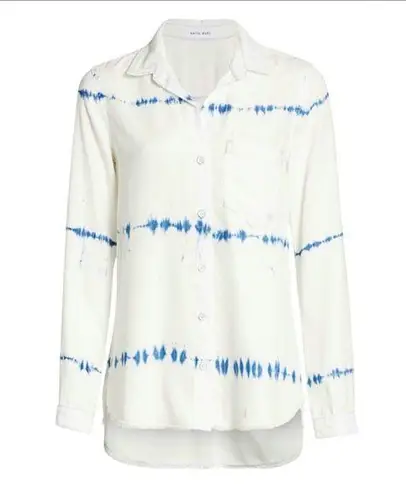 Bella Dahl $188 Tie Dye Tencel Button Up Top With Raw Hem