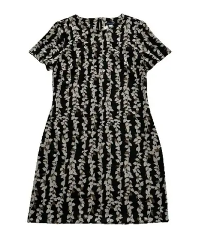 Tommy Hilfiger  Black Tan Leaf Print Short Sleeve Casual Shift Dress Size 8 NWOT