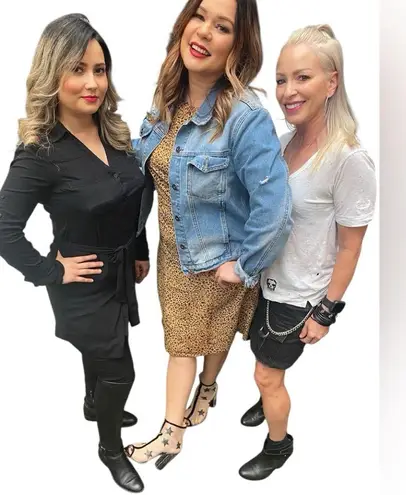 Vintage 80s 90s Leopard Print Midi Dress Shoulder Pads Capped Sleeve Black Size 14