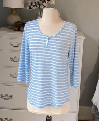 The Comfy Blue White Striped Top Lightweight Shirt Loungewear Pajama Beach Womens S