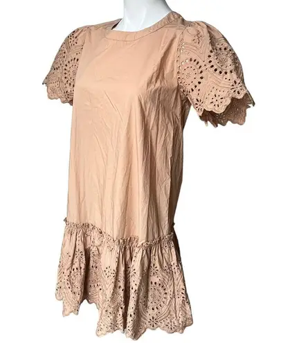 Moon River Beige Eyelet Dress, Sz S