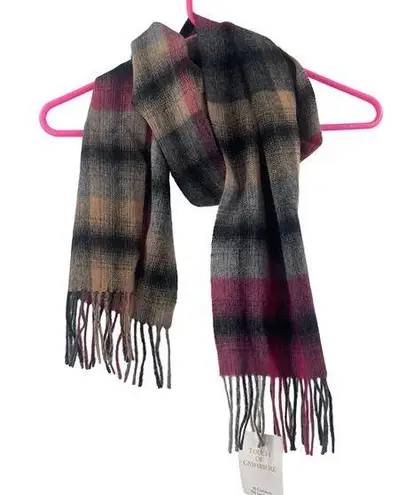 HIGHLAND HOUSE Scarf 5% Cashmere 95% Lambswool Plaid NWT Touch of Cashmere Gray