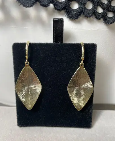 Joan Rivers Diamond Shape Hammered Design Lever Back Dangle Earrings