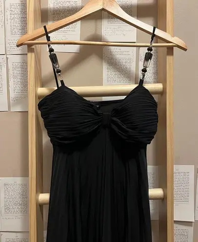 Y2K Black Dress Made In The USA with Bra Paddings and Straps with Large Beads Size M