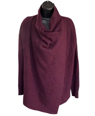 Club Monaco 100% Cashmere Wrap Sweater Sz XS Wine Red Asymmetric Quiet Luxury