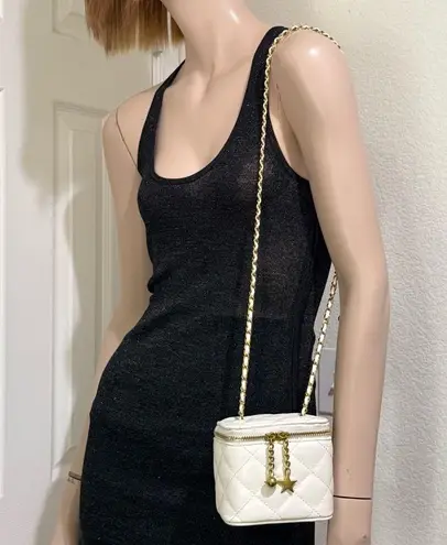 Unbranded Ivory White Quilted Faux Leather Chain Mini Bag
