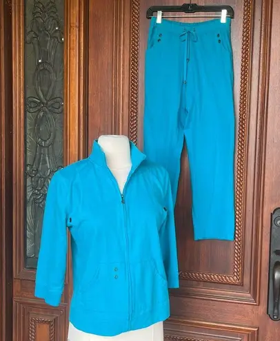 Turquoise Matching Jacket Sweatpants Set Comfy Teal Blue