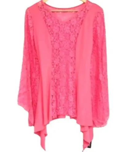 Body Wrappers Drapey Lace Panel Tunic Top Sparkly Rose Pink M #629 Praise Dance