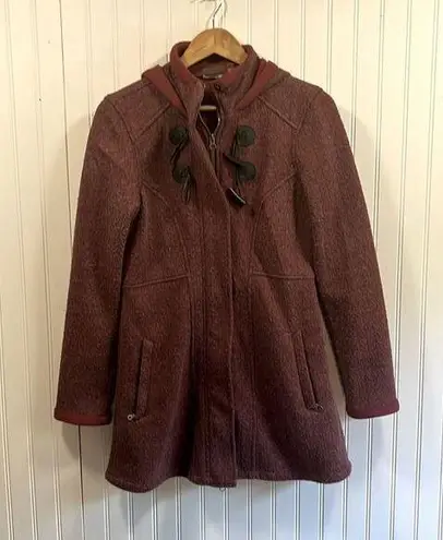 Athleta  burgundy wool blend toggle front coat