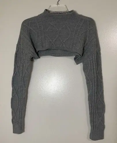 BP  gray crochet long sleeve acrylic knit sweater sleeves top size large