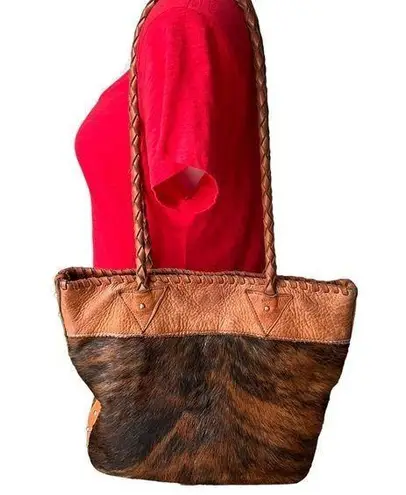 Lindalee Leather and Cow Hair Shoulder Bag/Tote