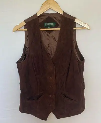 J. McLaughlin Vintage  Leather Brown Button Up Vest Size 10