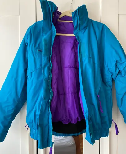 Columbia Powder Keg Vintage 90s Ski Jacket Women's L Purple Teal Reversible