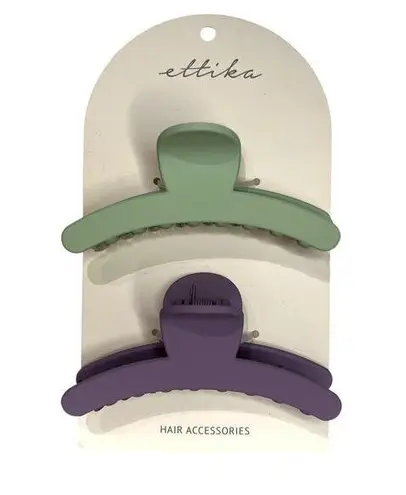 Ettika Revolve Large Flat Weekend Warrior Hair Claw Clips 2 Pack In Purple Green