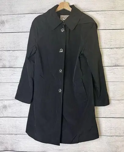 London Fog FOG By  Women's Black Hooded Jacket Size Medium Trench Coat