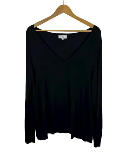 Universal Standard for J Crew V-Neck T-Shirt Sz XL Black Long Sleeve Minimalist