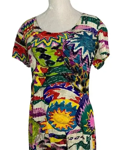 Jams World Vintage Sun Motif Colorful Shift Maxi Dress Size M