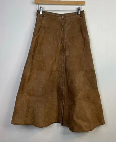 Vintage Tanner Brown Tan Suede Leather Midi A