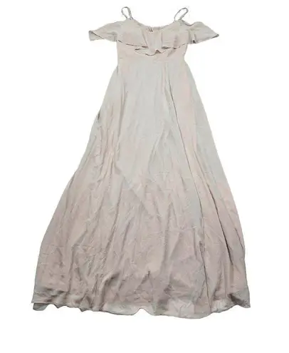 Birdy Grey READ Jane Convertible Chiffon Slit Bridesmaid Dress Beige Taupe Small