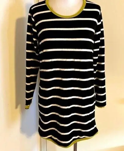 Hidden Path of Light Striped Trendy Mini Dress Long Sleeves/Made in Korea Black