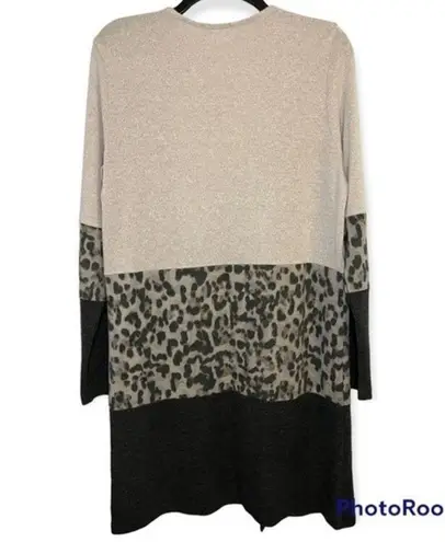 Another Reason Open Front Color Block Animal Print Duster Cardigan Size Medium thumbnail 2