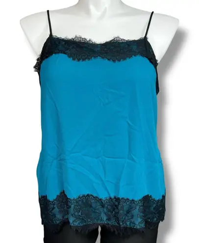Mossimo Womens Camisole Tank Top Spaghetti Strap Lace Accent Teal Green Black XL
