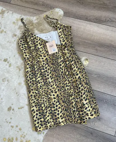 MINKPINK Leopard Print Denim Mini Dress