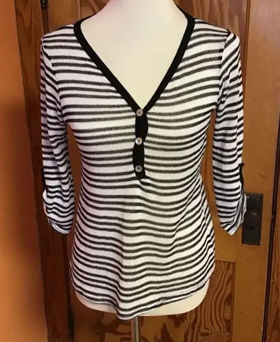 Chenault striped V Neck Beachy Sweater White