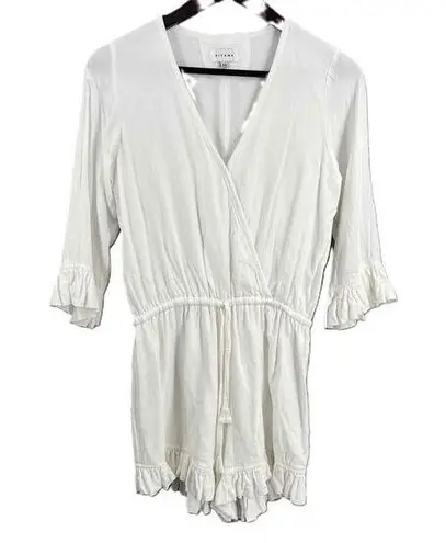 Piyama Romper White Lightweight Ruffle Drawstring Waist Bridal Resort XS