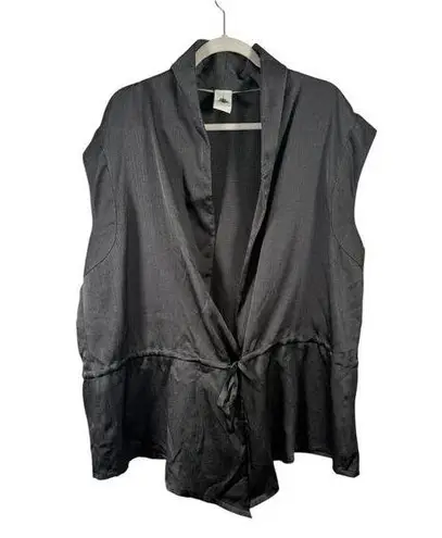 Z Cavaricicci Grey Satin Vest Open Front Tie Waist Womens Plus Size 3x Gray