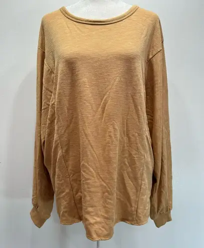 White Birch NEW  Mustard Yellow Dolman Long Sleeve Cutout Back Knit Top Size 1X