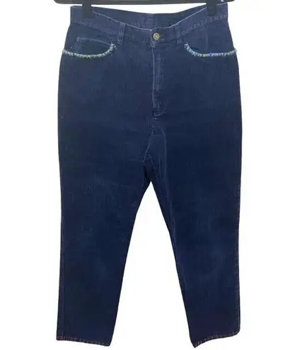 Jones Wear Sports Navy Blue Corduroy Pants Straight Leg Sz 10 Women