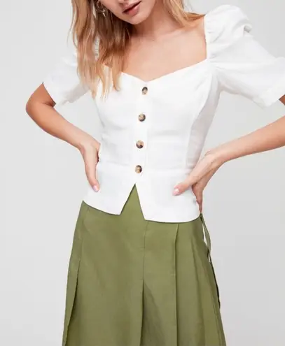 Wilfred Aritzia Janine Pink Peplum Prairie Puff Sleeve Top Size Small