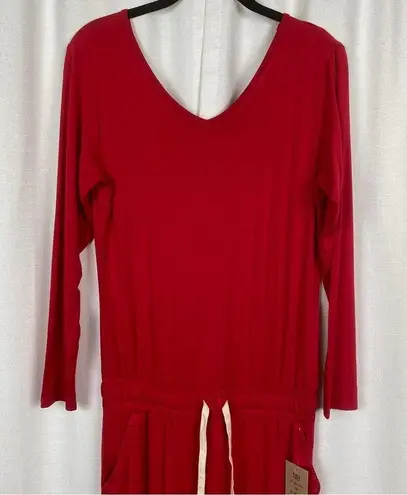 ALBION FIT Red The Merry Bamboo Long Sleeve Jumpsuit Sz.XS NWT
